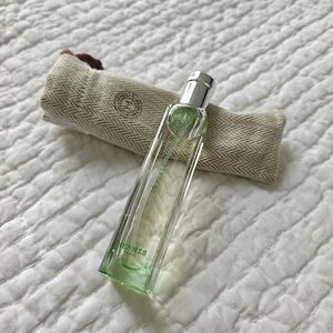 Hermes Green and Silver Perfume Bottle